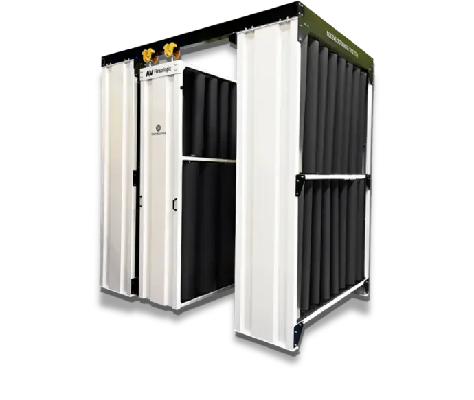 A sturdy, multi-level manual sleeve storage system for organizing and protecting wide-web flexographic printing sleeves.